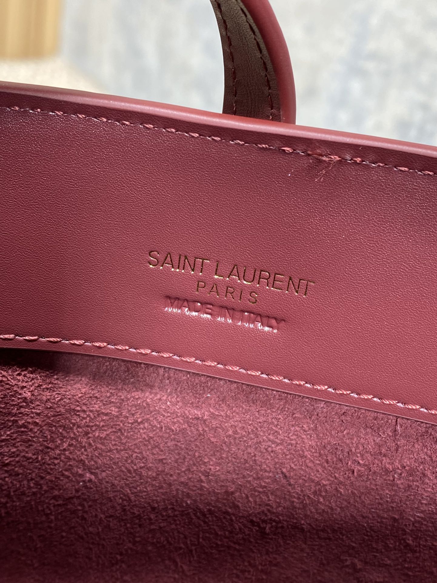 LE 37 MINI BUCKET BAG 15 IN BURGUNDY RED CALFSKIN GOLD HARDWARE