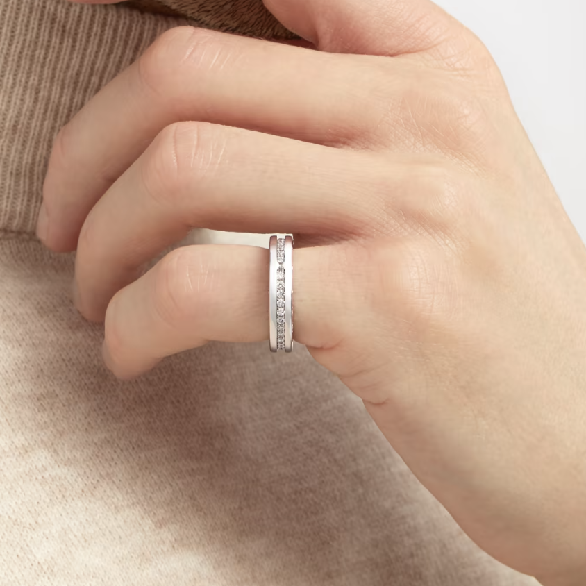[Clover Jewelry]ZERO 1 ONE-BAND PAVED DIAMONDS ON THE SPIRAL RING