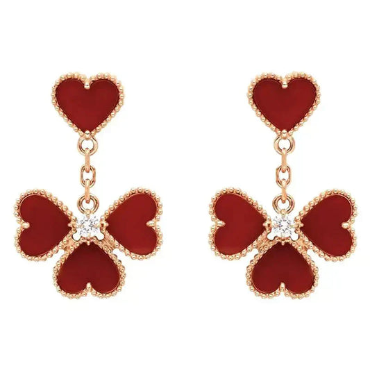 [Clover Jewelry]SWEET CLOVER CARNELIAN EARRINGS