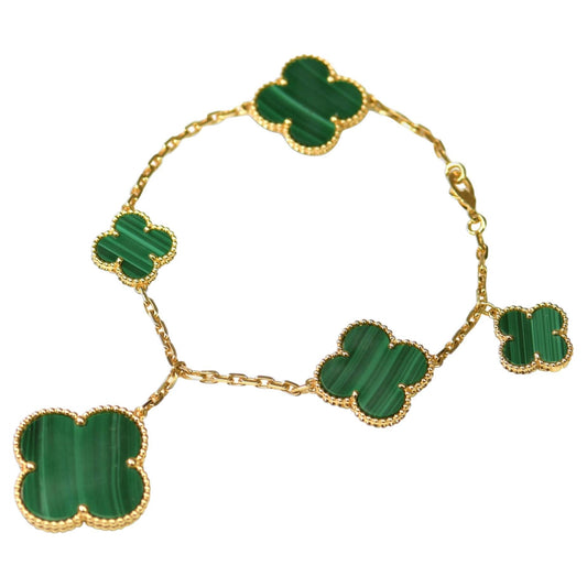 [Clover Jewelry]MAGIC CLOVER MALACHITE GOLD BRACELET 5 MOTIFS