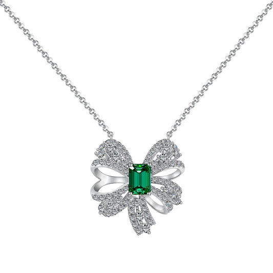 [Clover Jewelry]Luxurious Flower Shape Emerald Cut Necklace