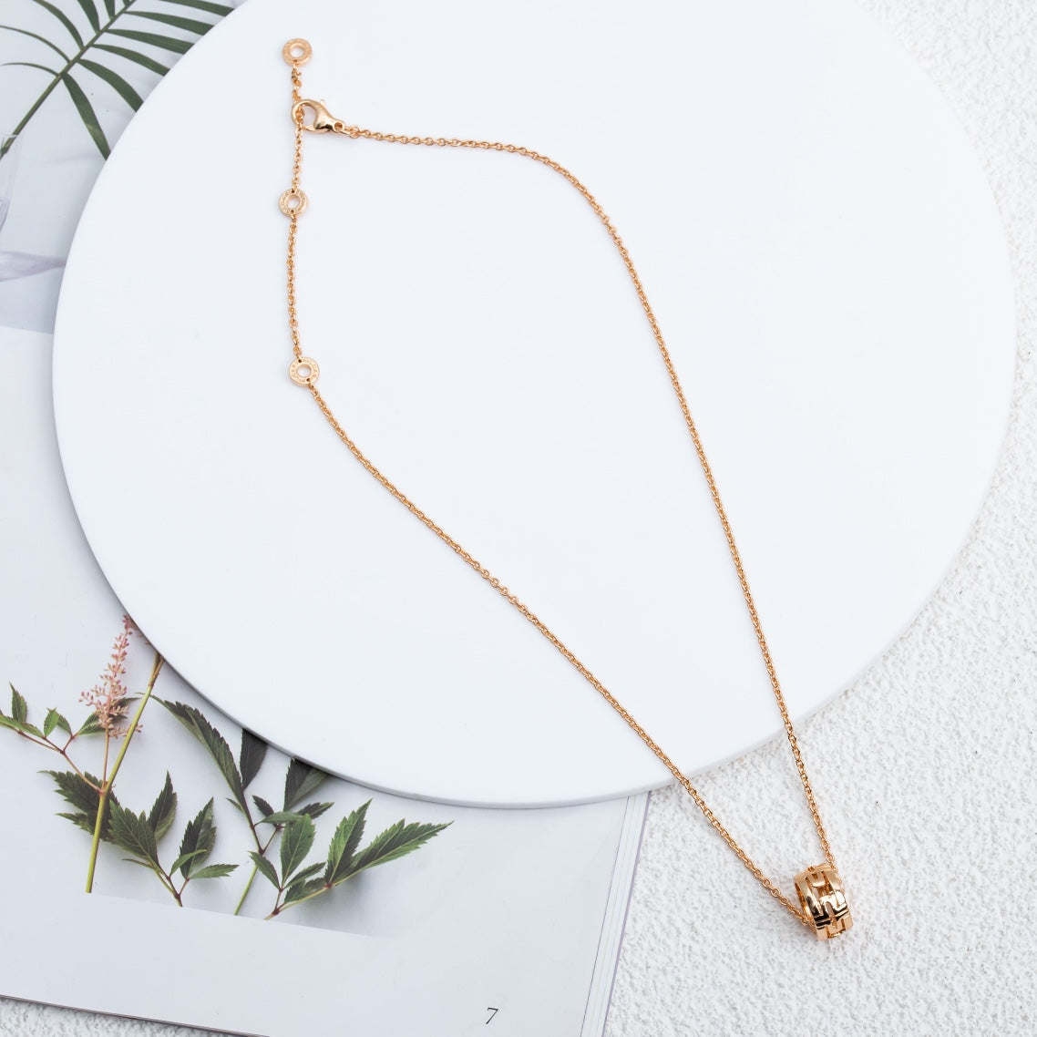 [Clover Jewelry]PARENTESI NECKLACE PINK GOLD