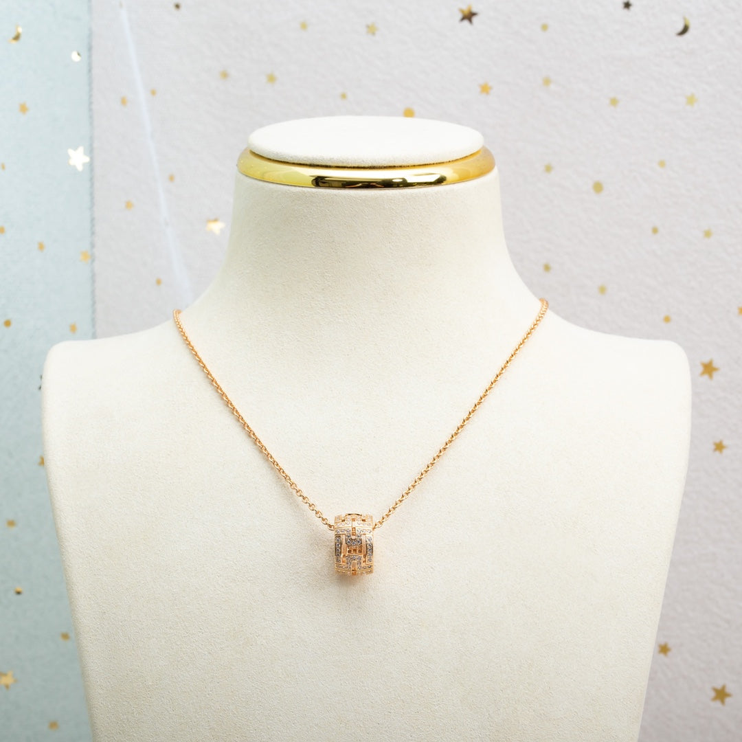 [Clover Jewelry]PARENTESI NECKLACE PINK GOLD DIAMOND