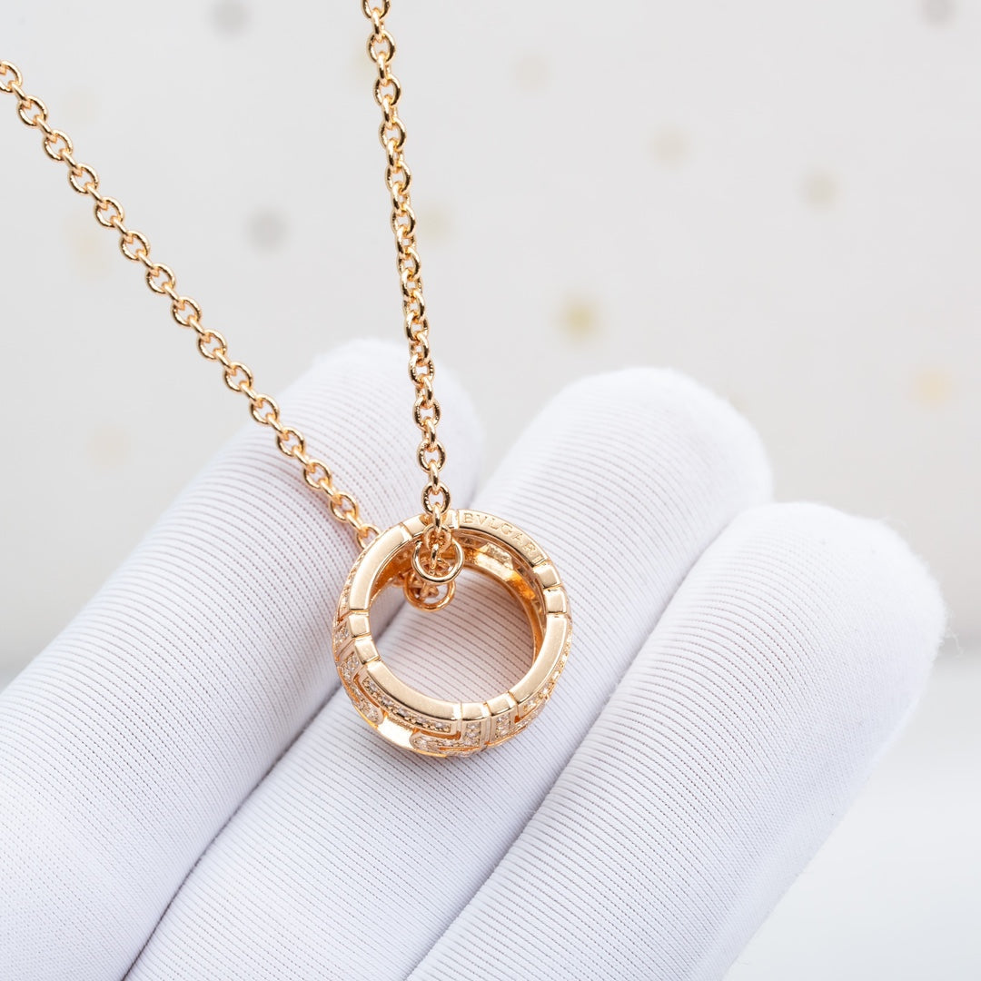 [Clover Jewelry]PARENTESI NECKLACE PINK GOLD DIAMOND