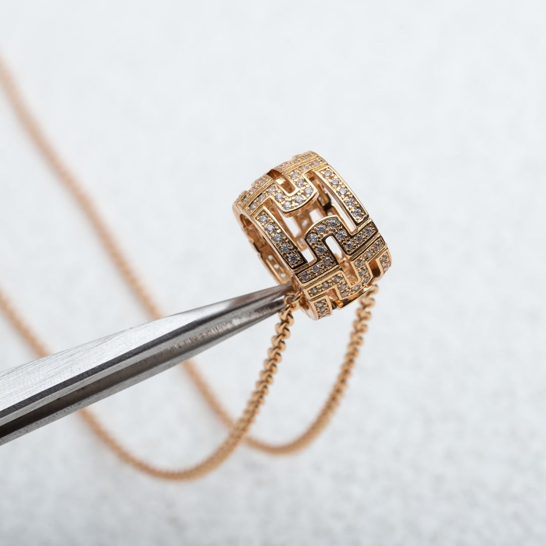 [Clover Jewelry]PARENTESI NECKLACE PINK GOLD DIAMOND