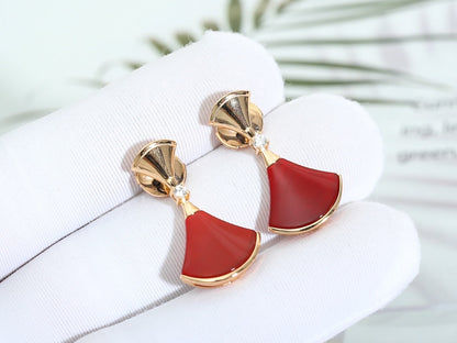 [Clover Jewelry]DREAM Carnelian PINK GOLD EARRINGS