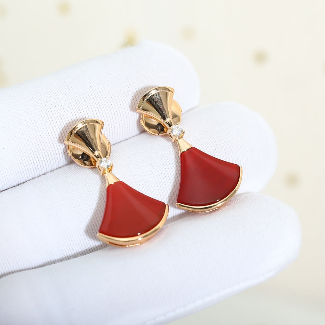 [Clover Jewelry]DREAM Carnelian PINK GOLD EARRINGS