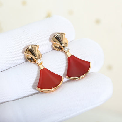 [Clover Jewelry]DREAM Carnelian PINK GOLD EARRINGS