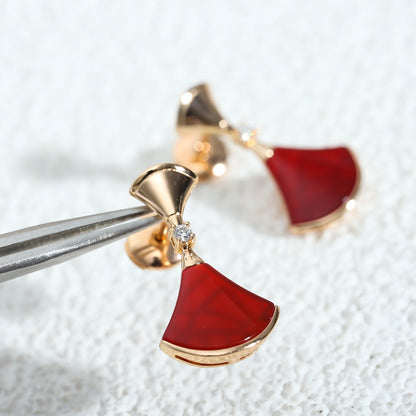 [Clover Jewelry]DREAM Carnelian PINK GOLD EARRINGS