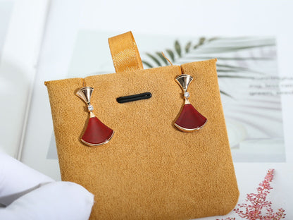 [Clover Jewelry]DREAM Carnelian PINK GOLD EARRINGS