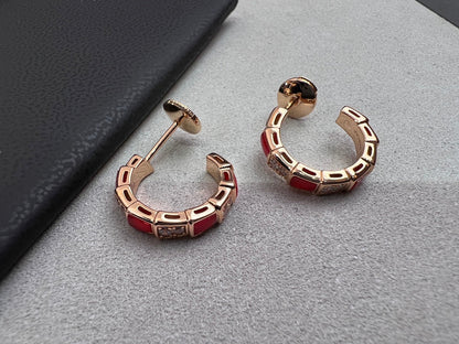 [Clover Jewelry]SERPENTI CARNELIAN PINK GOLD EARRINGS