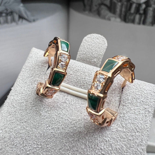 [Clover Jewelry]SERPENTI MALACHITE PINK GOLD EARRINGS