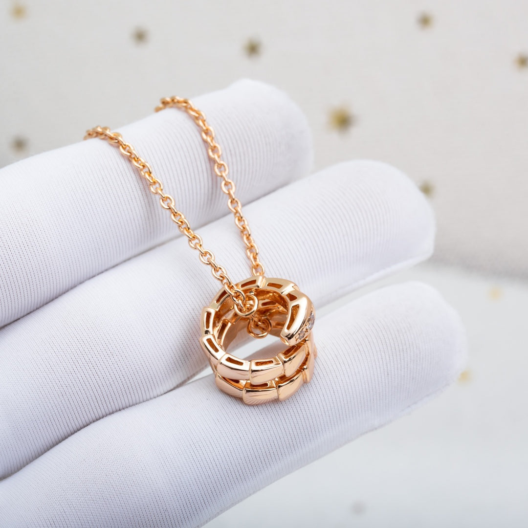[Clover Jewelry]SERPENTI PINK GOLD NECKLACE DIAMOND