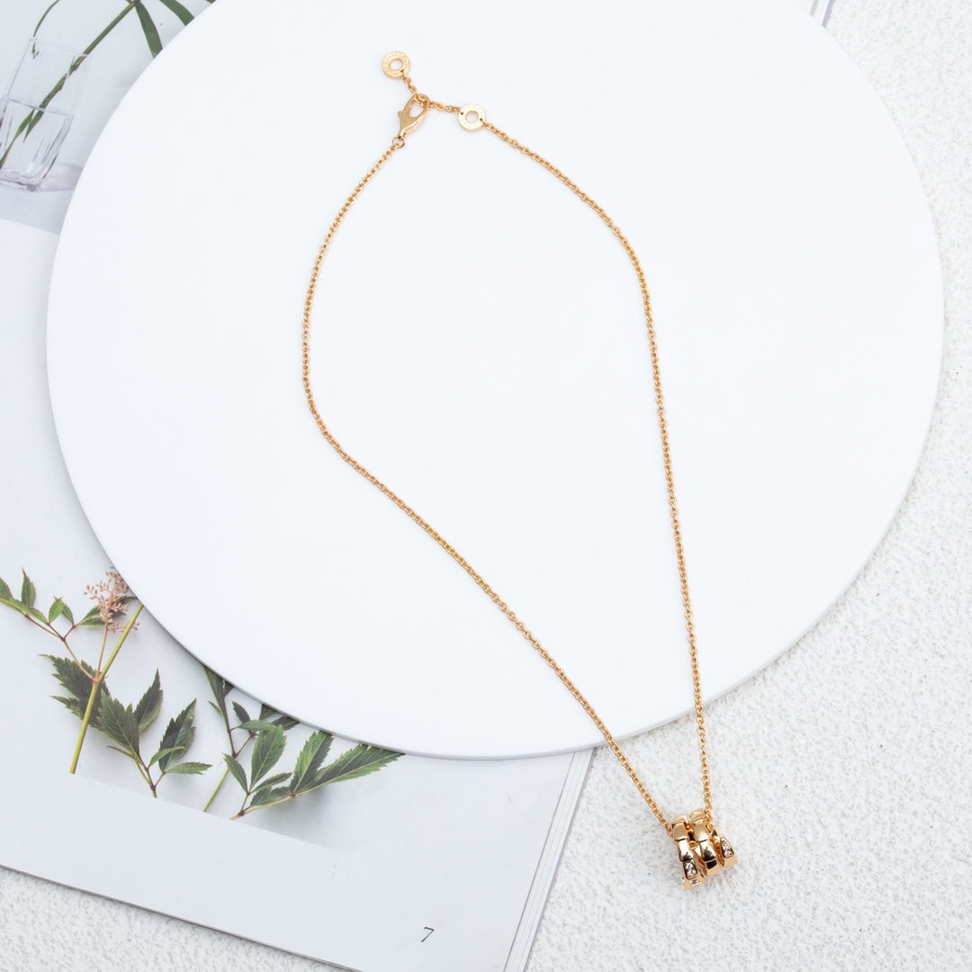 [Clover Jewelry]SERPENTI PINK GOLD NECKLACE DIAMOND