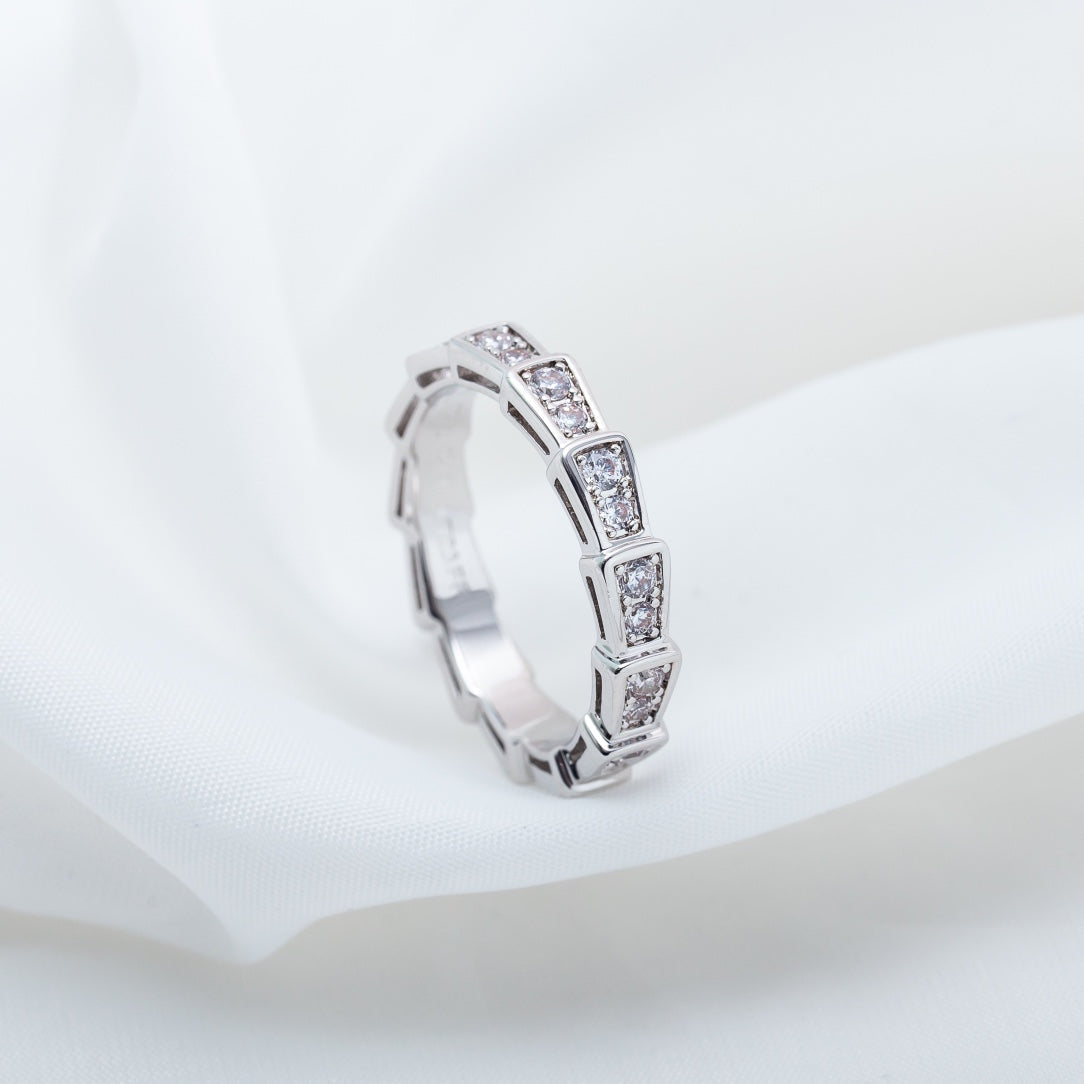 [Clover Jewelry]SERPENTI RING SILVER DIAMOND PAVED 3MM