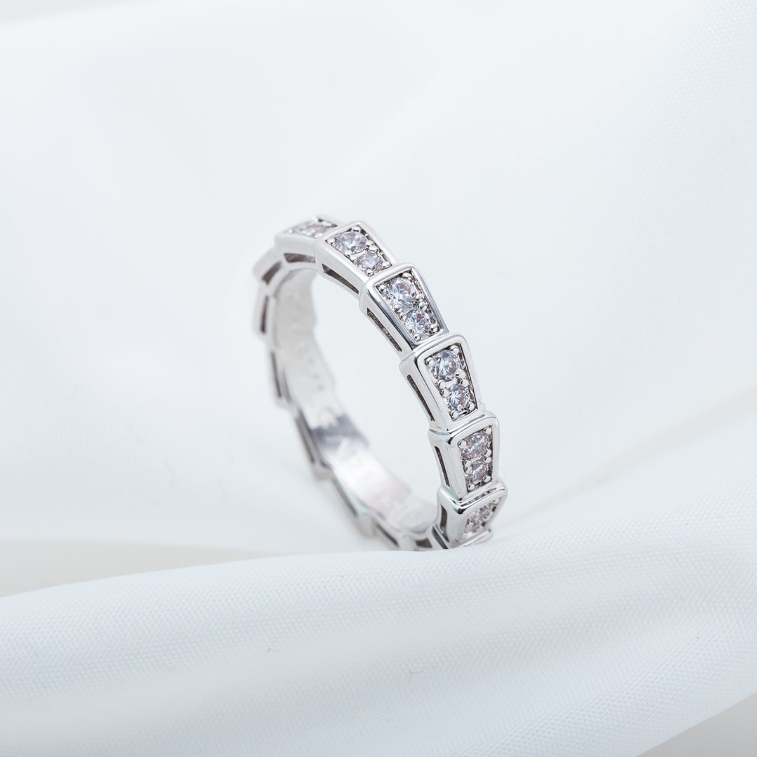 [Clover Jewelry]SERPENTI RING SILVER DIAMOND PAVED 3MM