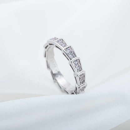 [Clover Jewelry]SERPENTI RING SILVER DIAMOND PAVED 3MM