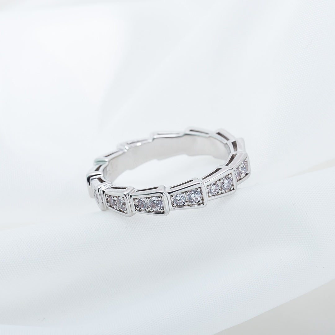 [Clover Jewelry]SERPENTI RING SILVER DIAMOND PAVED 3MM