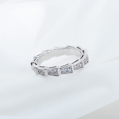 [Clover Jewelry]SERPENTI RING SILVER DIAMOND PAVED 3MM
