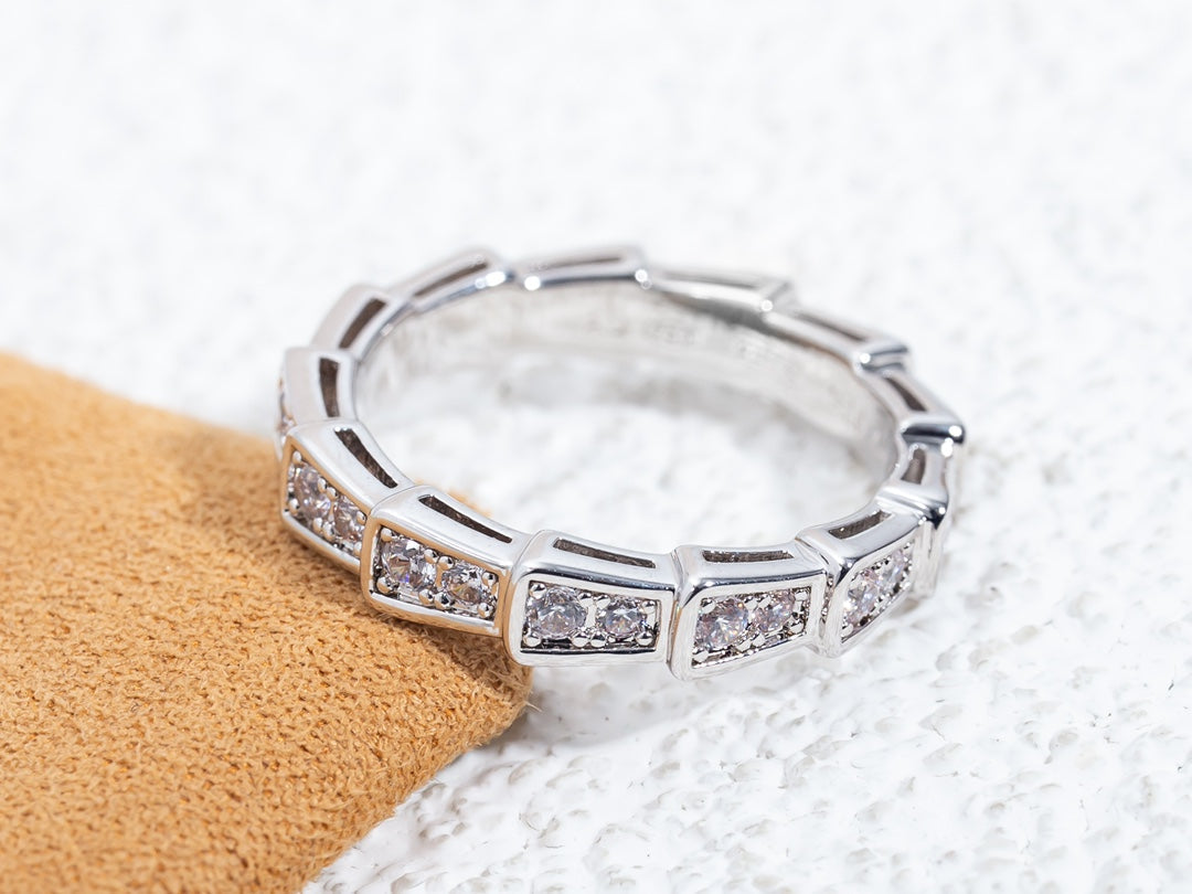 [Clover Jewelry]SERPENTI RING SILVER DIAMOND PAVED 3MM