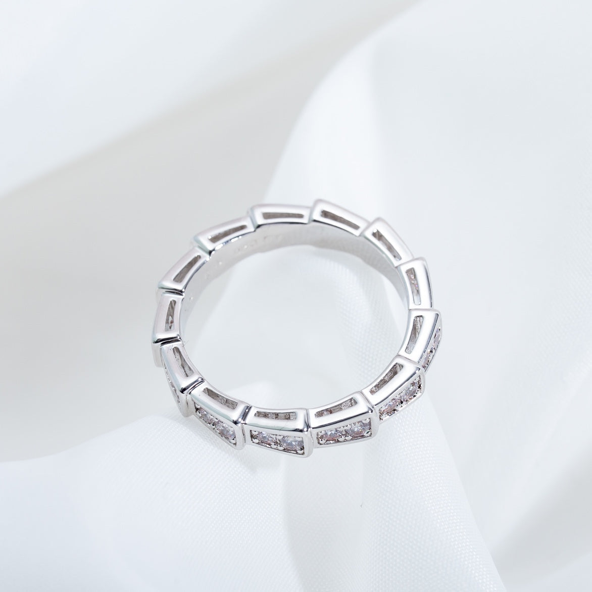 [Clover Jewelry]SERPENTI RING SILVER DIAMOND PAVED 3MM