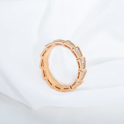 [Clover Jewelry]SERPENTI RING PINK GOLD DIAMOND PAVED 3MM