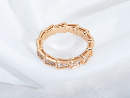[Clover Jewelry]SERPENTI RING PINK GOLD DIAMOND PAVED 3MM