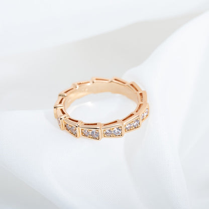 [Clover Jewelry]SERPENTI RING PINK GOLD DIAMOND PAVED 3MM