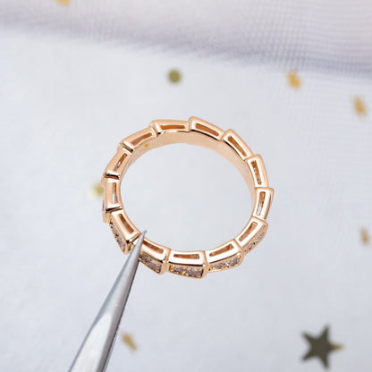 [Clover Jewelry]SERPENTI RING PINK GOLD DIAMOND PAVED 3MM