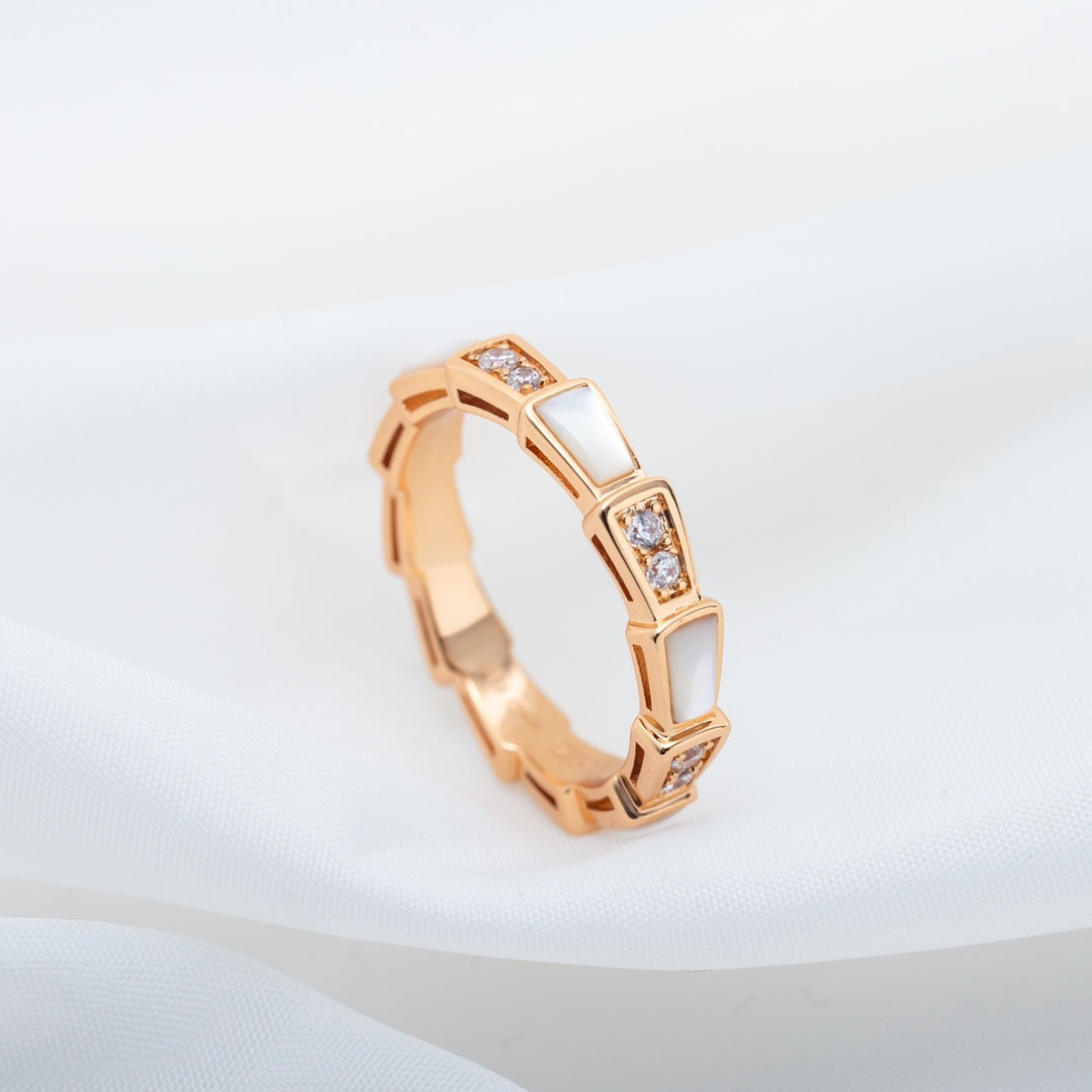 [Clover Jewelry]SERPENTI RING PINK GOLD DIAMOND MOP 3MM