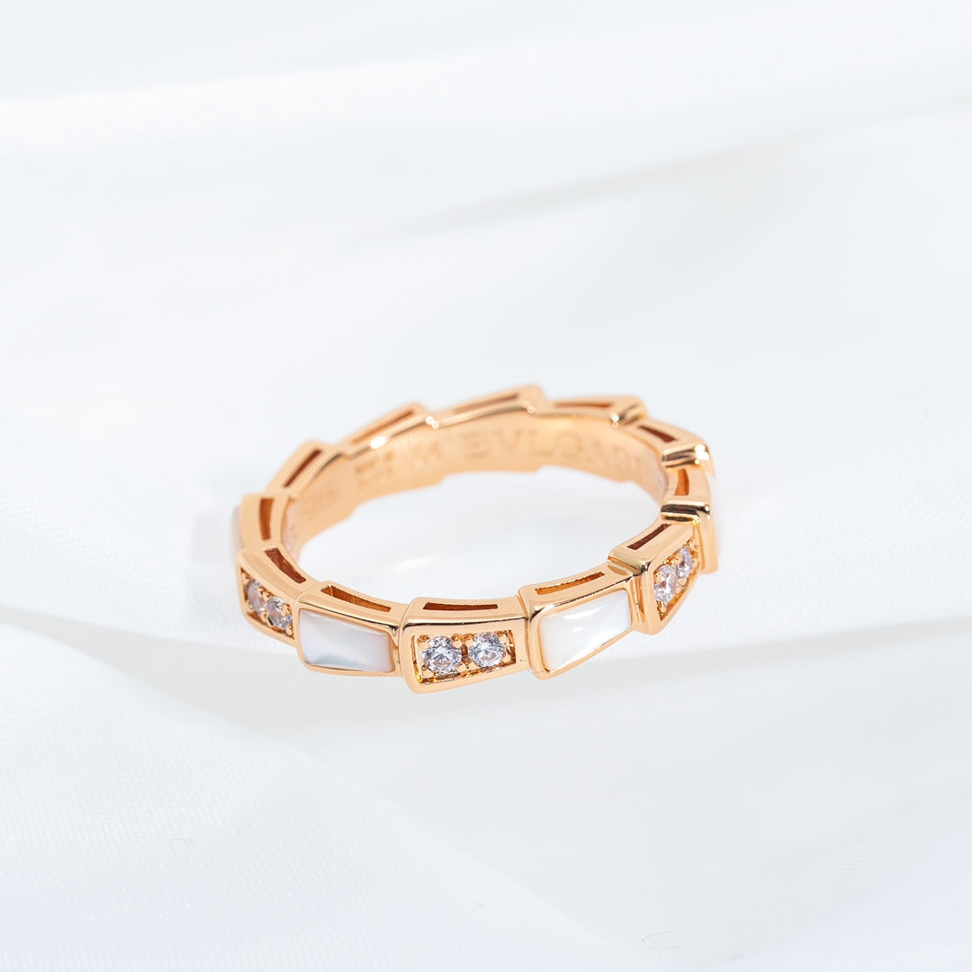 [Clover Jewelry]SERPENTI RING PINK GOLD DIAMOND MOP 3MM