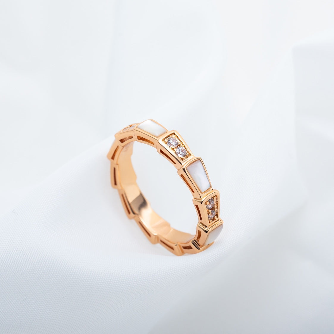 [Clover Jewelry]SERPENTI RING PINK GOLD DIAMOND MOP 3MM