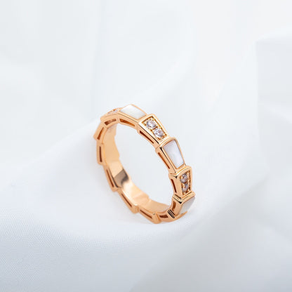 [Clover Jewelry]SERPENTI RING PINK GOLD DIAMOND MOP 3MM