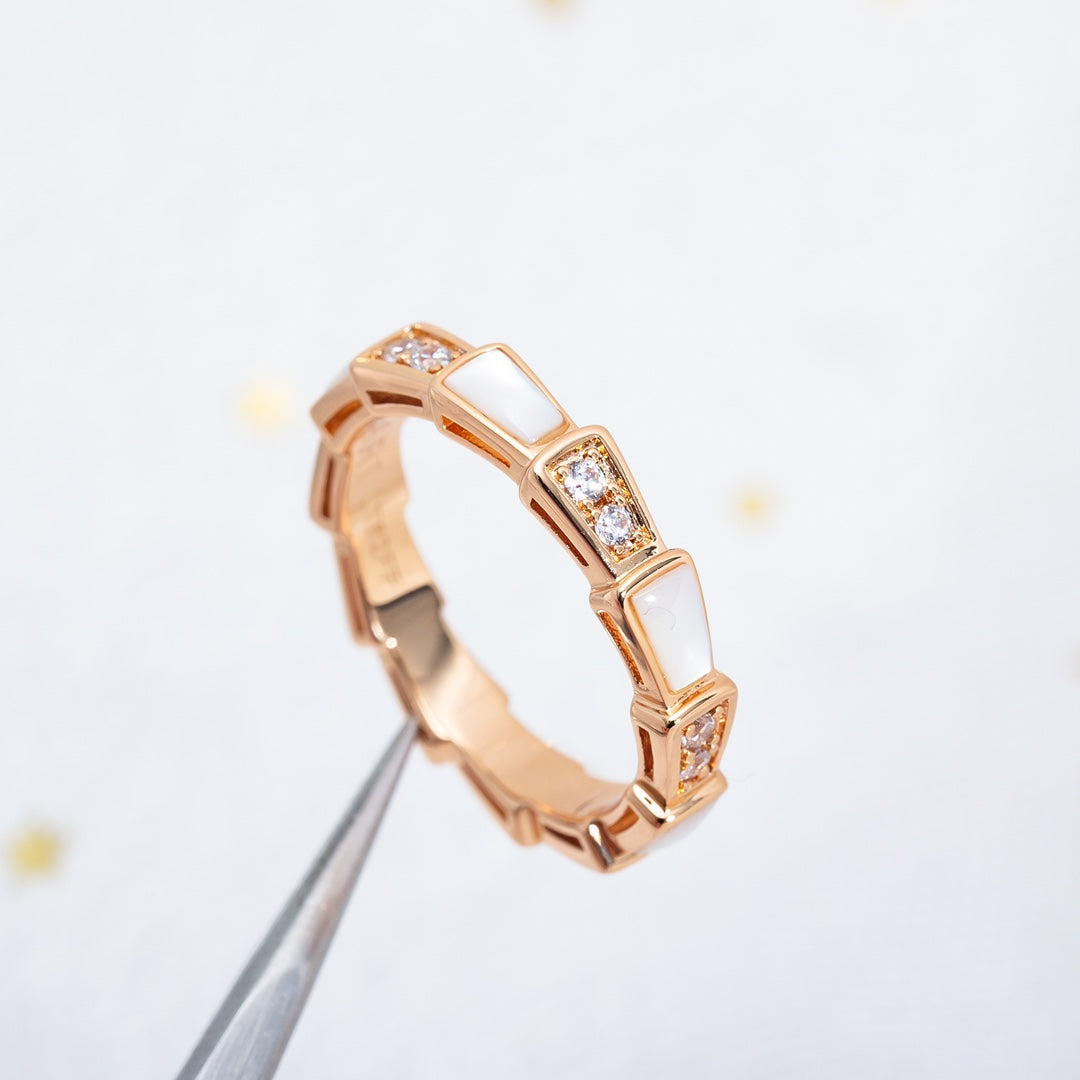 [Clover Jewelry]SERPENTI RING PINK GOLD DIAMOND MOP 3MM