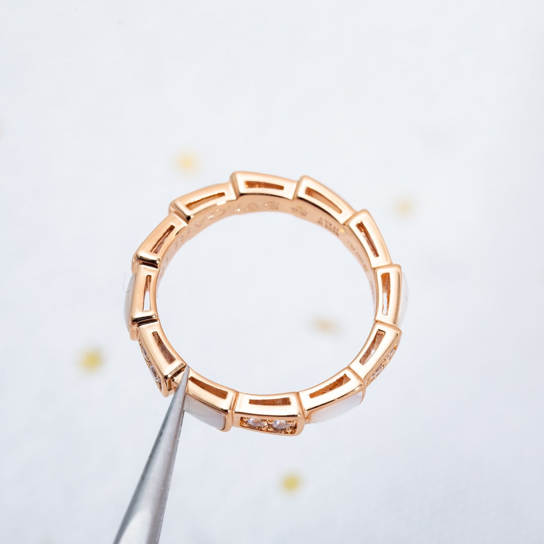 [Clover Jewelry]SERPENTI RING PINK GOLD DIAMOND MOP 3MM