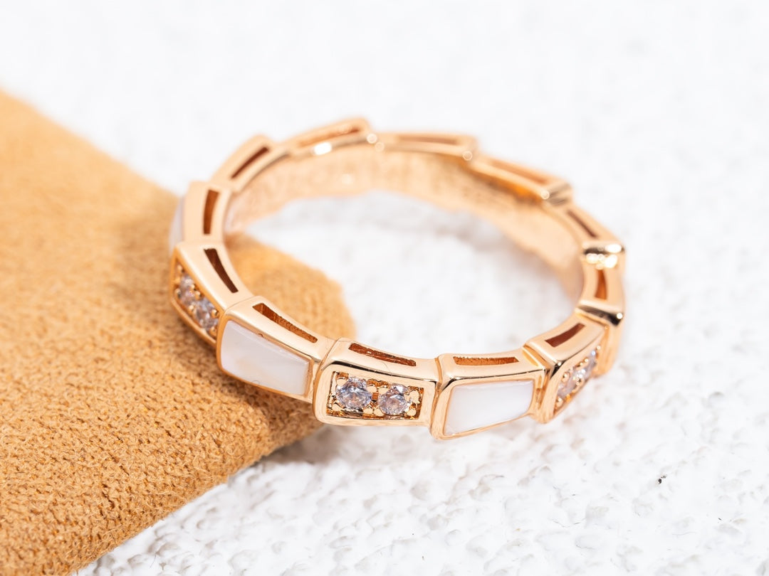 [Clover Jewelry]SERPENTI RING PINK GOLD DIAMOND MOP 3MM