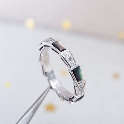 [Clover Jewelry]SERPENTI RING SILVER  DIAMOND BLACK MOP 3MM