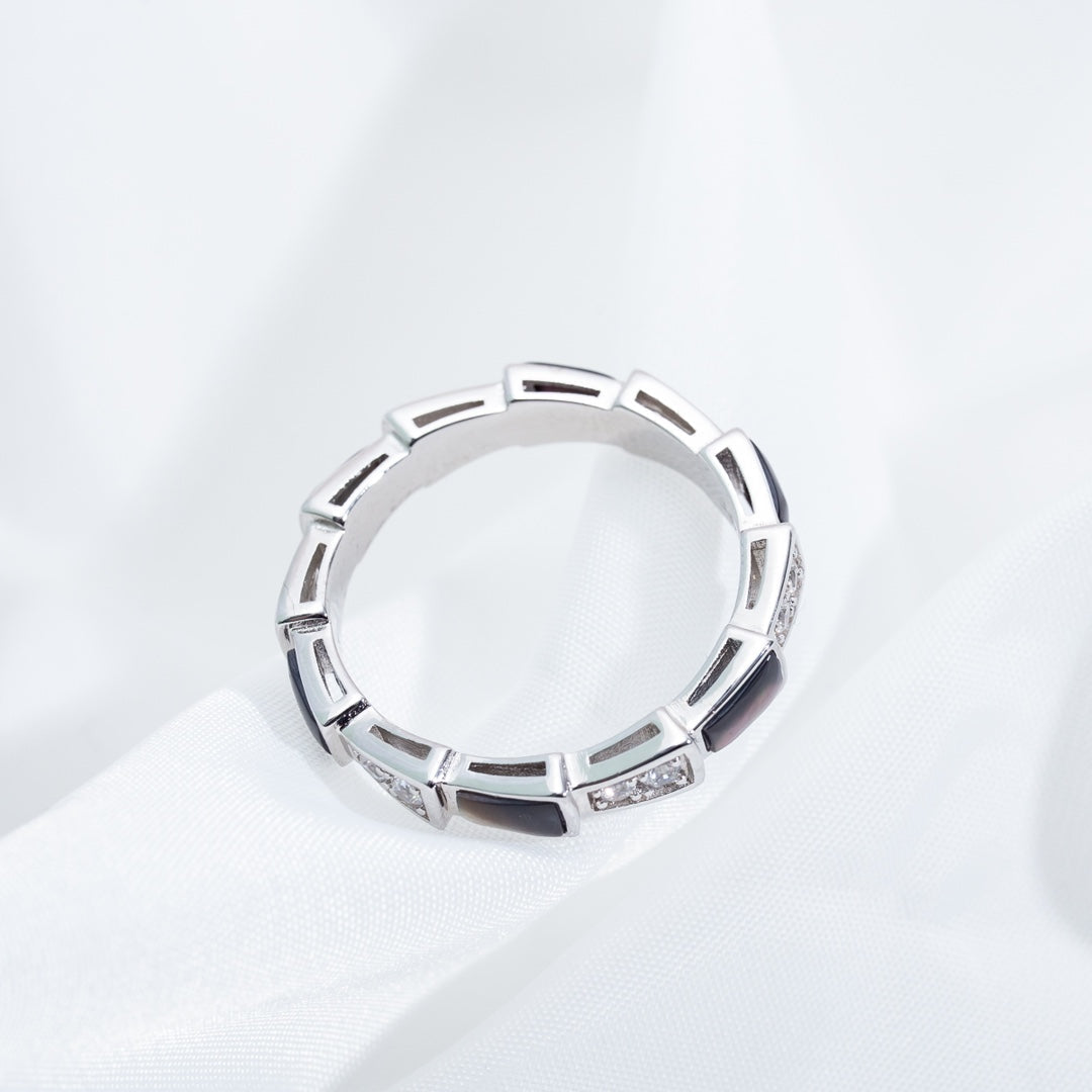 [Clover Jewelry]SERPENTI RING SILVER  DIAMOND BLACK MOP 3MM