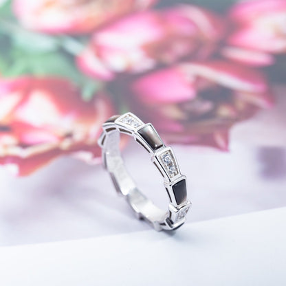 [Clover Jewelry]SERPENTI RING SILVER  DIAMOND BLACK MOP 3MM