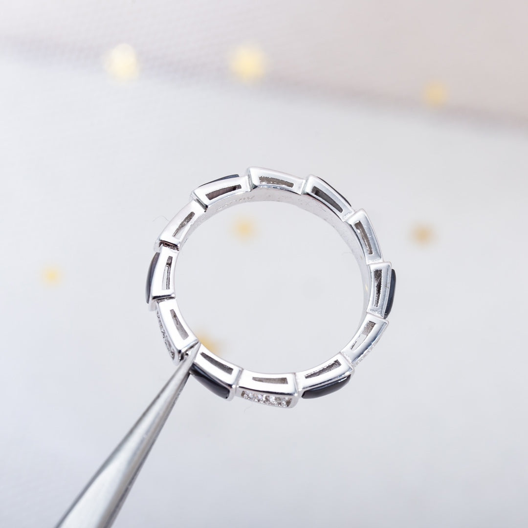 [Clover Jewelry]SERPENTI RING SILVER  DIAMOND BLACK MOP 3MM