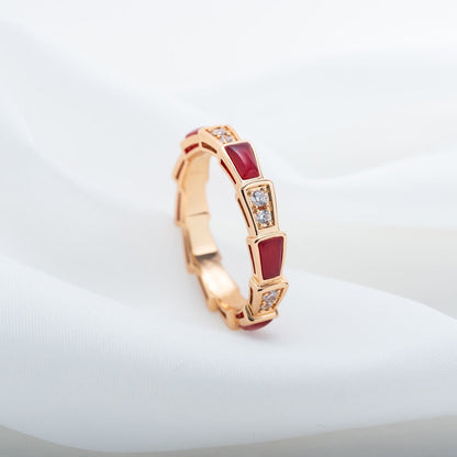 [Clover Jewelry]SERPENTI RING PINK GOLD CARNELIAN DIAMOND 3MM