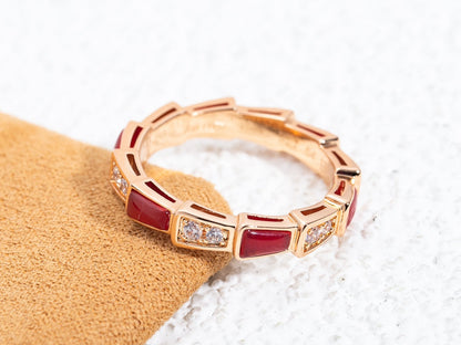 [Clover Jewelry]SERPENTI RING PINK GOLD CARNELIAN DIAMOND 3MM