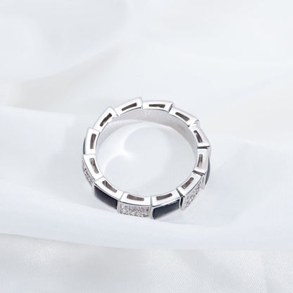 [Clover Jewelry]SERPENTI RING SILVER DIAMOND BLACK MOP 4MM