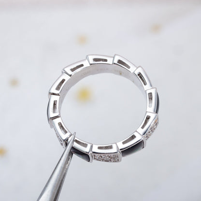 [Clover Jewelry]SERPENTI RING SILVER DIAMOND BLACK MOP 4MM