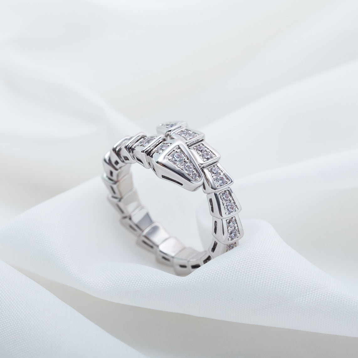 [Clover Jewelry]SERPENTI RING SILVER DIAMOND PAVED 4MM