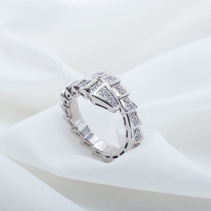 [Clover Jewelry]SERPENTI RING SILVER DIAMOND PAVED 4MM