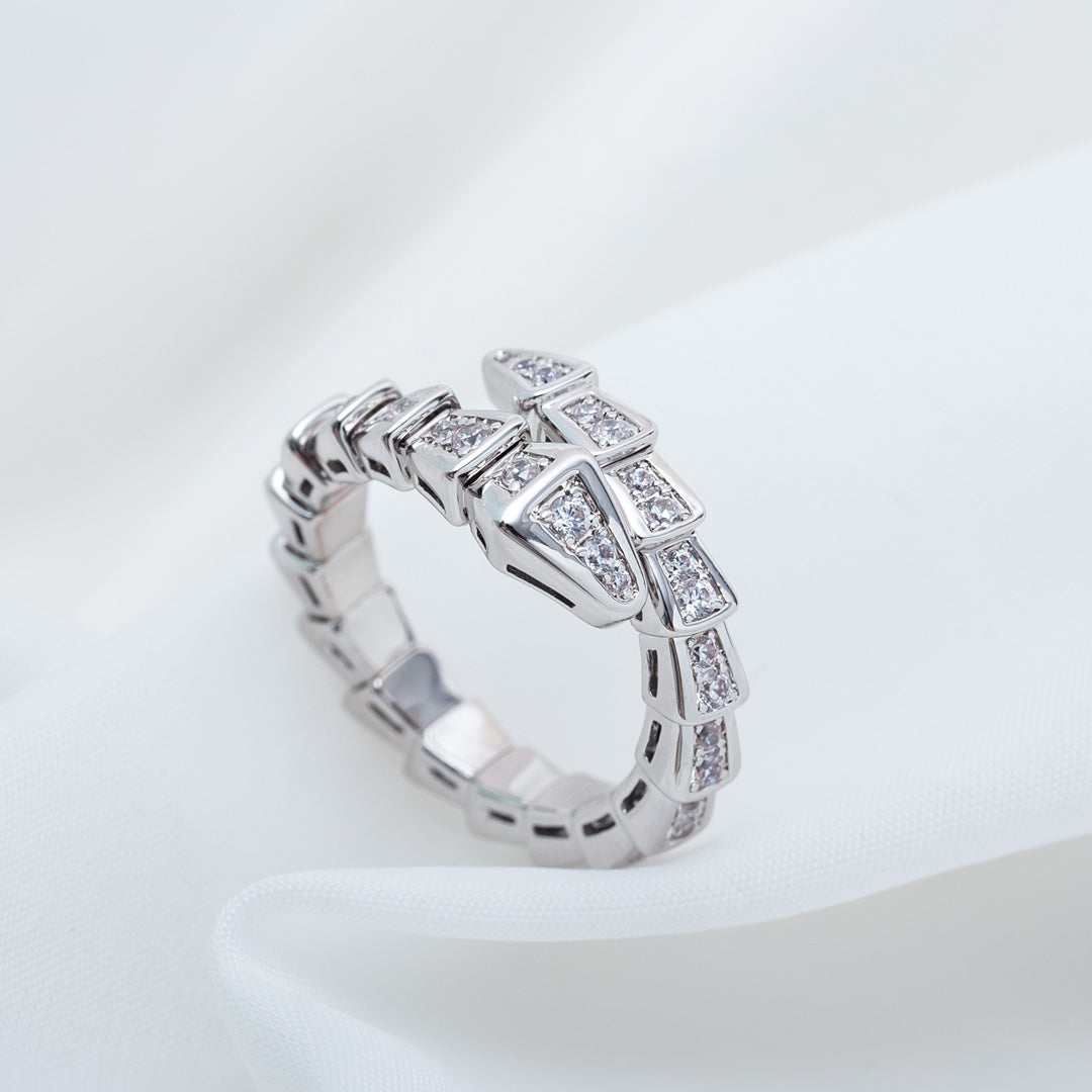 [Clover Jewelry]SERPENTI RING SILVER DIAMOND PAVED 4MM