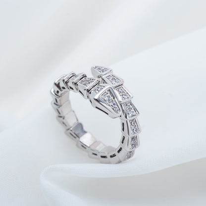 [Clover Jewelry]SERPENTI RING SILVER DIAMOND PAVED 4MM