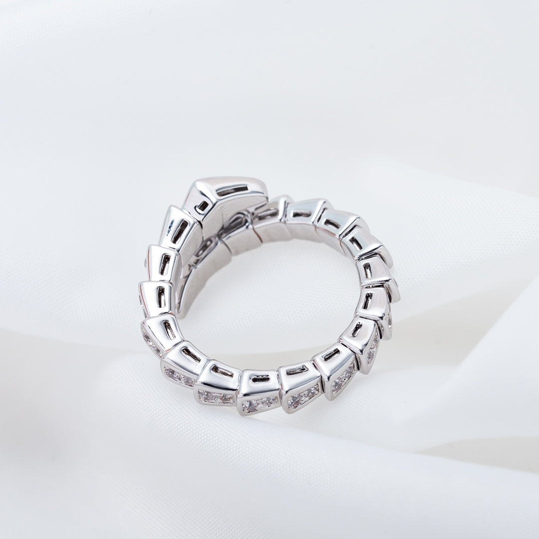 [Clover Jewelry]SERPENTI RING SILVER DIAMOND PAVED 4MM