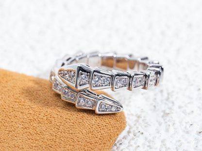 [Clover Jewelry]SERPENTI RING SILVER DIAMOND PAVED 4MM